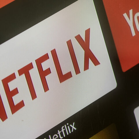 The Netflix App logo is seen on a television screen on March 23, 2018 in Istanbul, Turkey. 