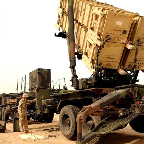 US Army Specialist Brandon Sapikowski checks a Patriot Missile Launch Station, on Feb. 4, 2003, at Camp Arifjan, Kuwait.